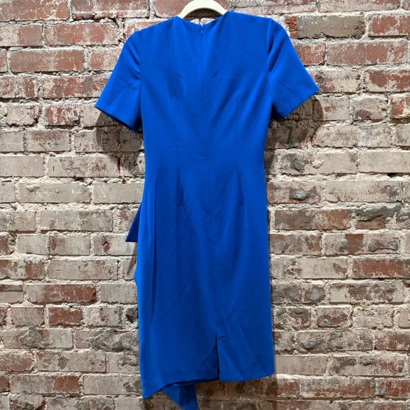 Badgley Mischka Side Drape Sheath Dress Cobalt Blue Size 2 - Picture 5 of 5